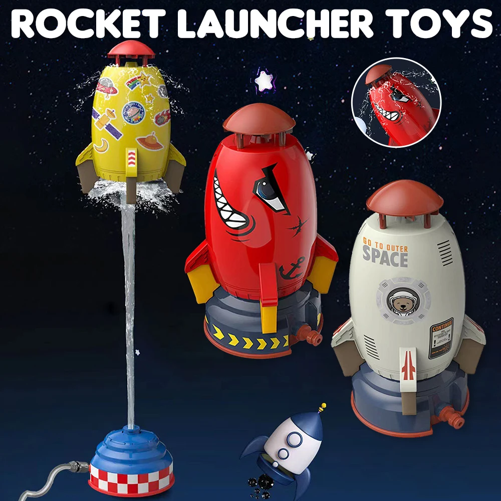 Plastic Rocket Launcher Toys Spinning Rocket Water Pressure Lift Sprinkler Toy Parent-child Interaction Games Outdoor Water Toys