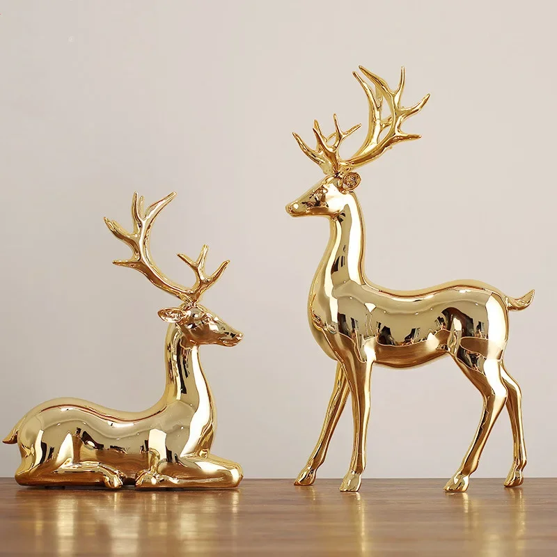 

Nordic fashion gold electroplated elk living room home decoration ornaments handicrafts fortune TV wine cabinet ornaments