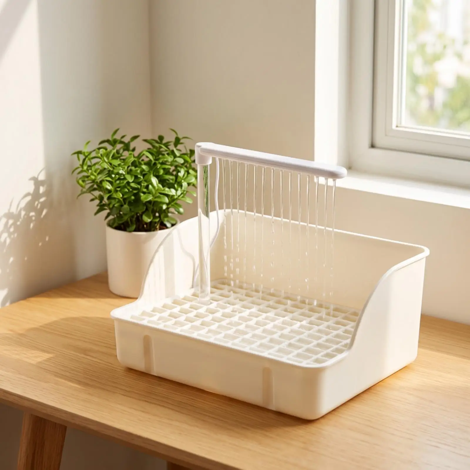 Circulating Bird Bath with Pump Overhead Bird Bathing Basin with Shower Tube view 5