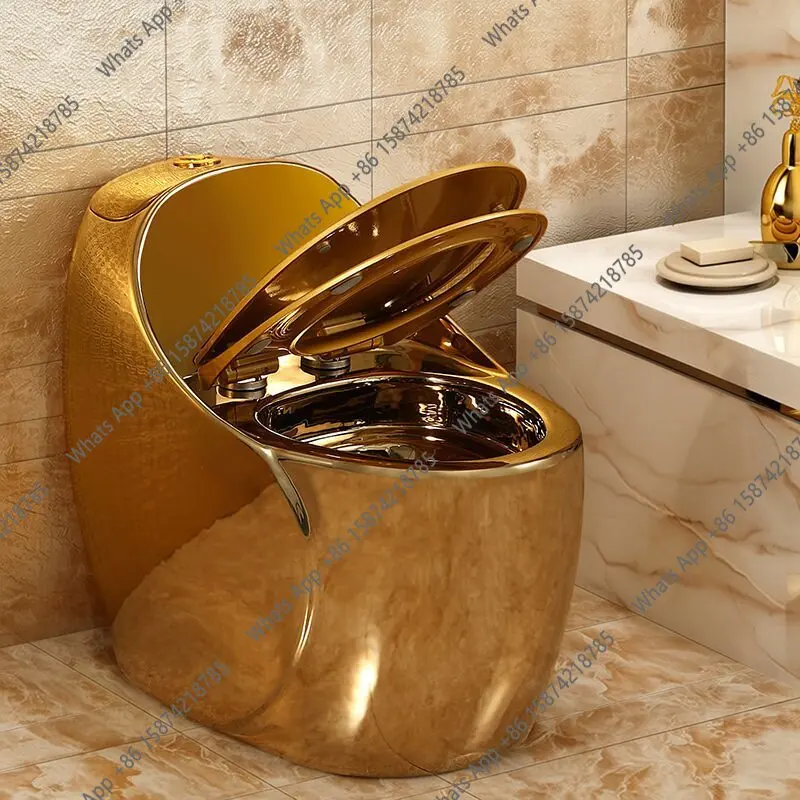 Gold-plated creative personalized toilet, color toilet, large pipe toilet, water-saving round