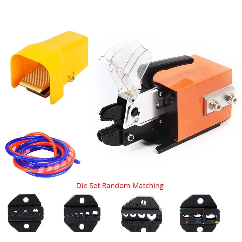 AM-10 Pneumatic Crimping Tool Air Powered Wire Terminal Crimper Plier Machine Up to 16mm² with 4 Optional Die Sets