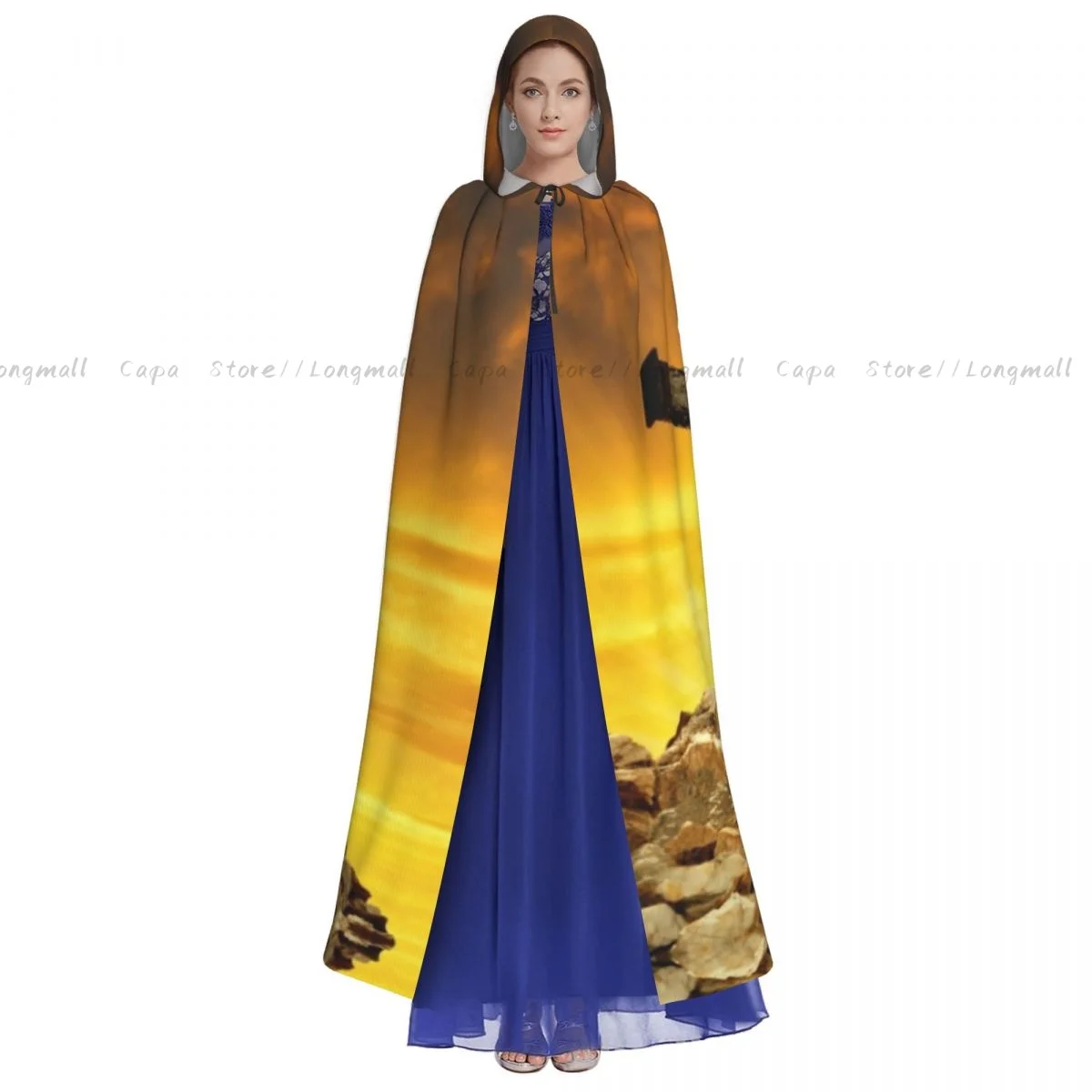 Cosplay Medieval Costumes Jesus Christ On The Cross In The Sunset Hooded Cloak Capes Long Robes Jackets Coat Carnival