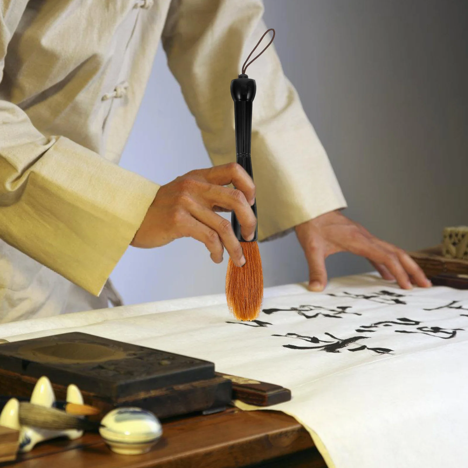 

Wolf Hair Big Brush Chinese Calligraphy Pen Traditional Long Handle Soft Bristle for Painting Writing Art Beginners Practice Ink