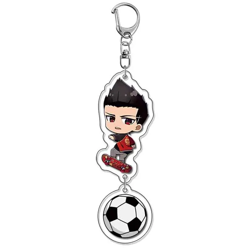 الأزرق قفل سلسلة مفاتيح مصنوعة من الأكريليك أنيمي عمل الشكل كرة القدم كيرينغ حقيبة سلاسل الصبي صندوق أعمى هدية Ornat سلسلة مفاتيح من الكرتون الاطفال اللعب