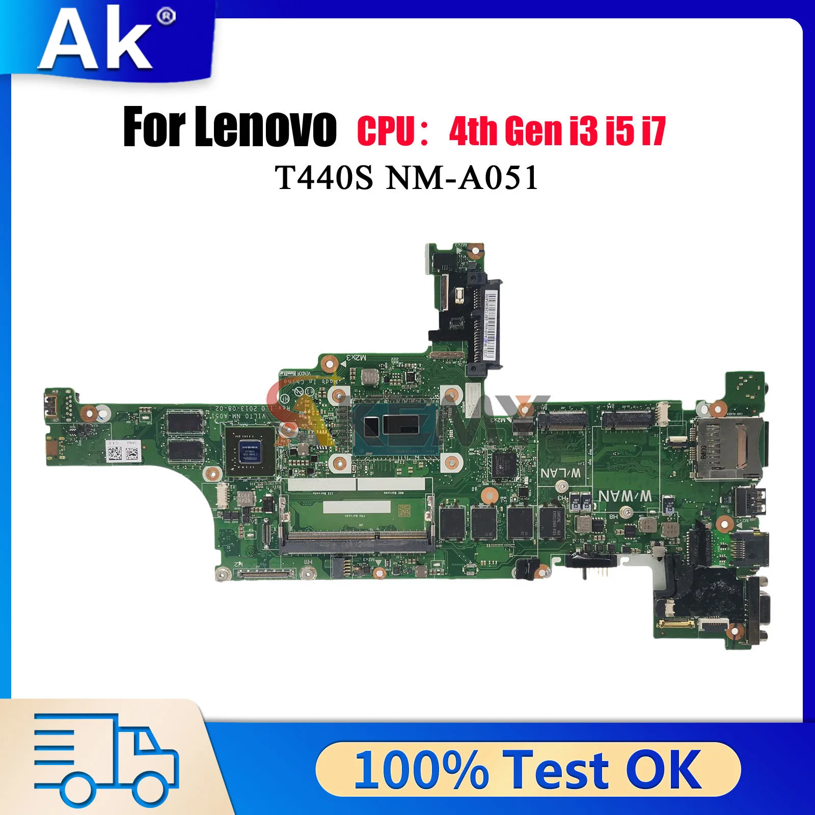 NM-A051 レノボ ThinkPad T440S 用 i5 i7 第 4 世代 N14M-GS-S-A1 GPU ノートパソコンのマザーボード 100% テスト済み OK