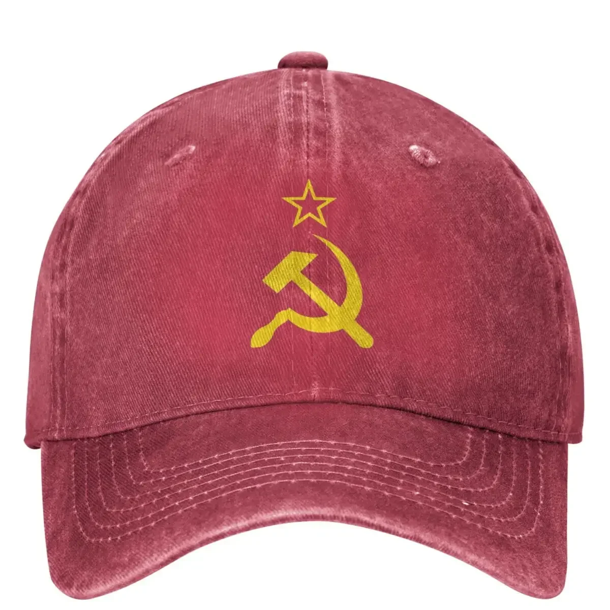 USSR Hammer Sickle CCCP Retro Russian Soviet Flag Baseball Caps Merch For Unisex Vintage Distressed Washed Hats Sun Cap