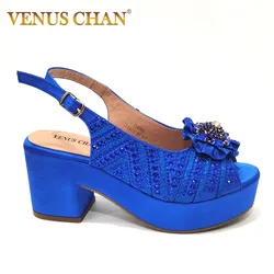 Venus Chan Women Sandals Pumps Summer Fashion Open Toe High Heels Shoes Females Thick Heels Party Ladies Shoes Sexy Casual