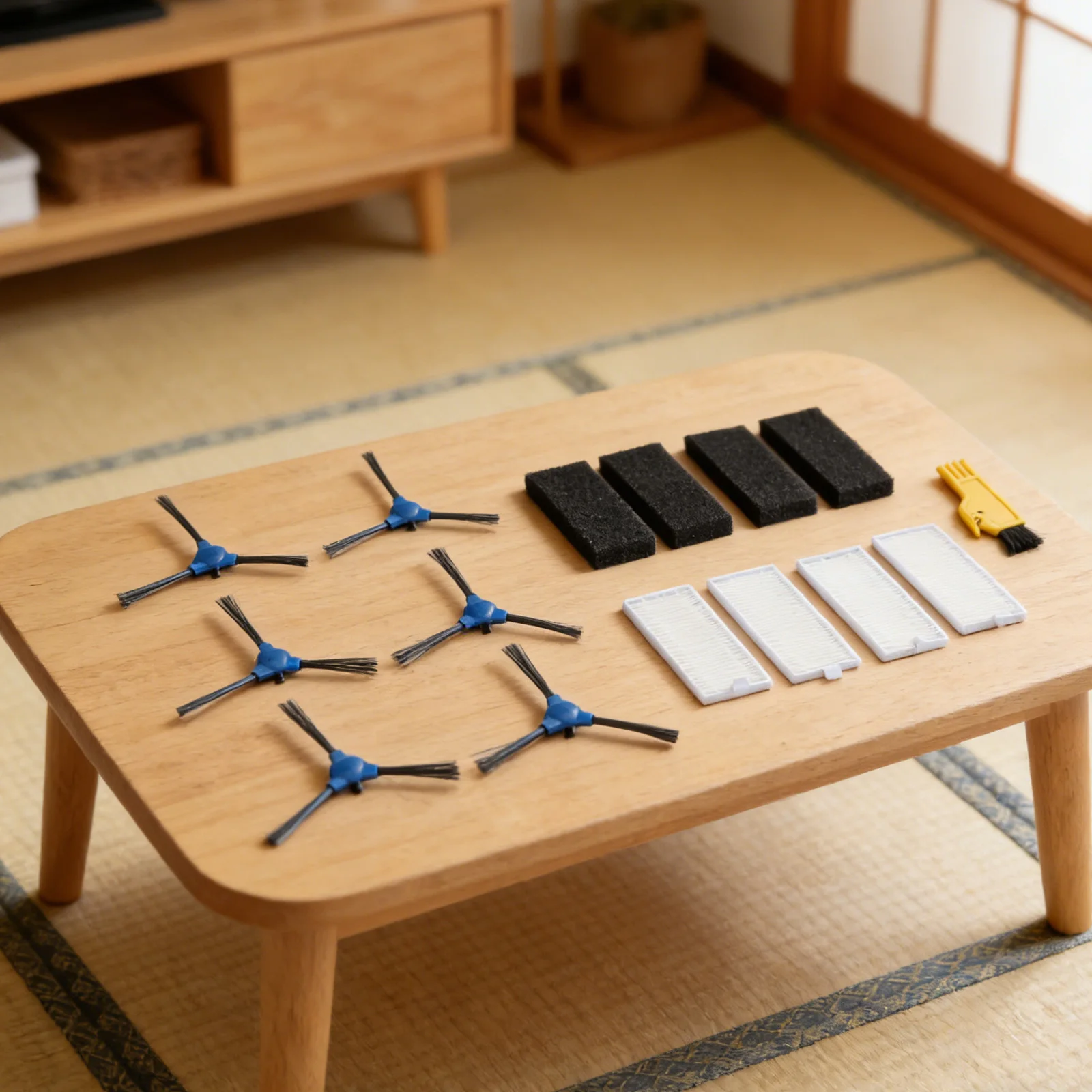 6 Pack Side Brushes and 4 Pack Filters for Coredy R300 Robot Vacuum Cleaner to Aid in Ongoing Dirt Extraction Performance