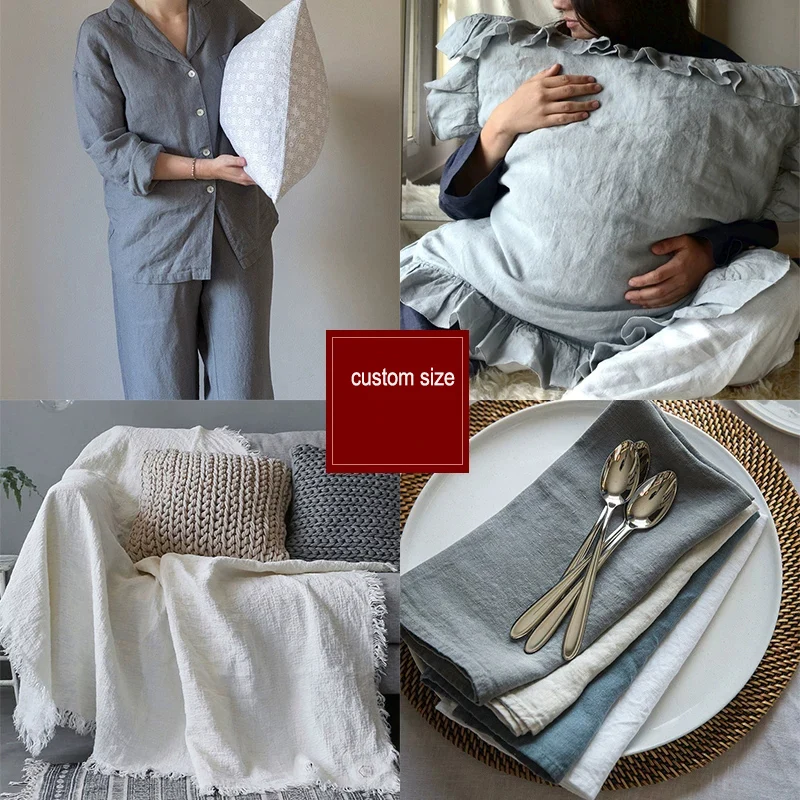100% Linen Fabric,Chat Before Order, Custom Size Link Bedding Set, Curtain, Pillowcases,etc