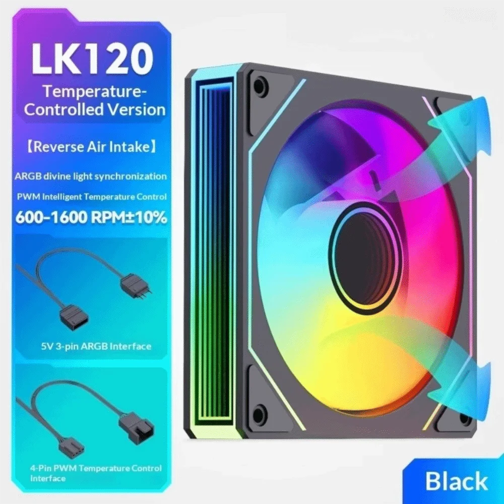 Geräuschloser 120mm PC-Gehäuselüfter PWM 4-Pin Computer-Kühllüfter Leiser ARGB-Computerlüfter Wasserkühlung – Detail 10