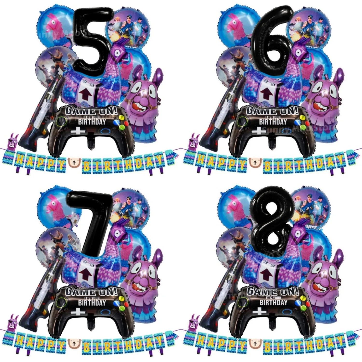 Set de Decoración con Globos de Cumpleaños con Temática de Fortnite, Globo de Número de 32 Pulgadas, Globos de Aluminio, Artículos para Fiestas Infantiles, Regalo, Decoración