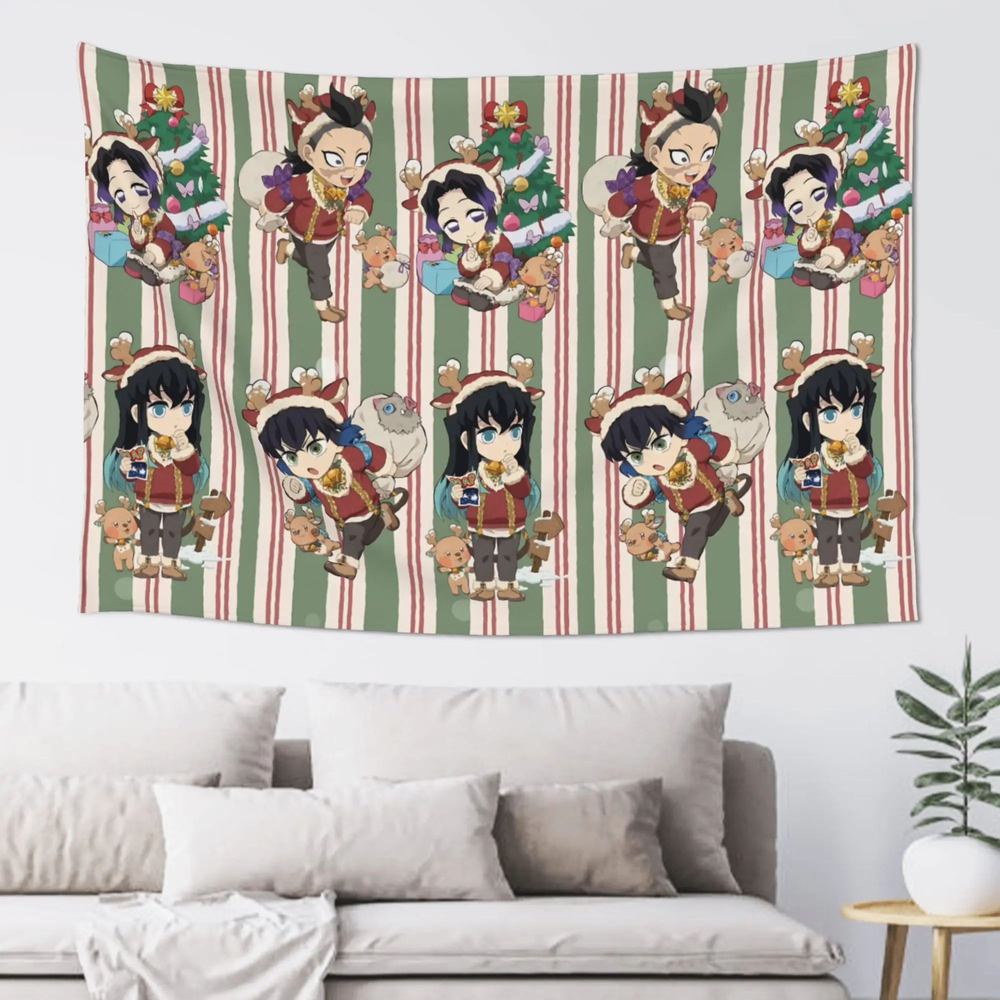 Cutecore Christmas Demon Slayer Tapestry Bedroom Decoration  Wall Hanging Blanket Tapestry Cool Stuff For Room