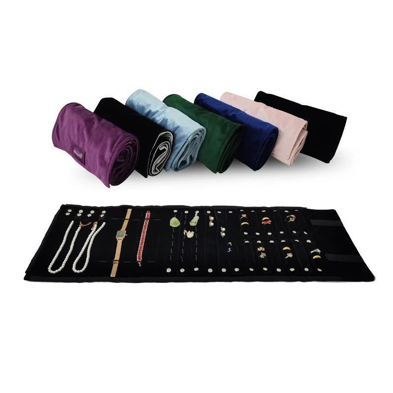 

Velvet Jewelry Display Roll Bag Necklace Earrings Pendant Bracelet Carry Case Watch Ring Storage Holder Jewelry Display Pouch