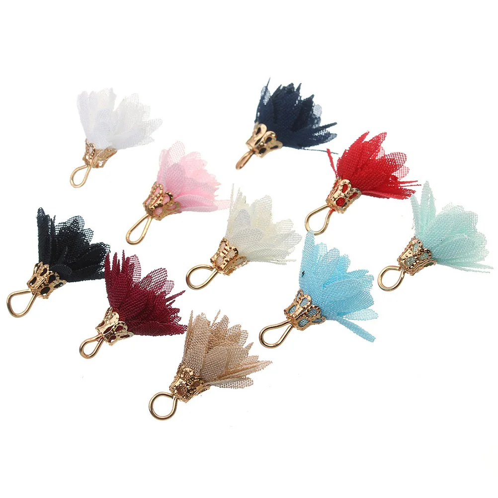 

20 Pcs DIY Flower Pendant Petal Design Jewelry Accessories Chiffon Hanging Ornament