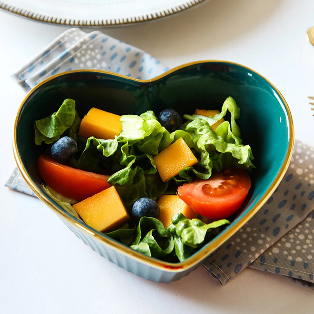 

1Pcs Heart Shape Bowl Nordic Style Ceramic Multi-Functional Household Use Fruit Salad Breakfast Yogurt Pudding Ice Cream Snack