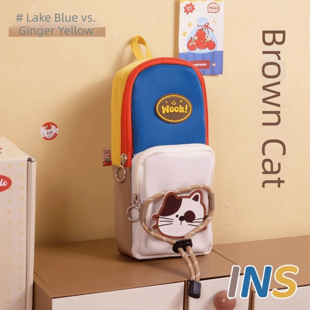 Mini Large Capacity Pencil Case Simple Design Color-Blocked Stationery Bag High Appearance Level Cute Pen Bag Gifts