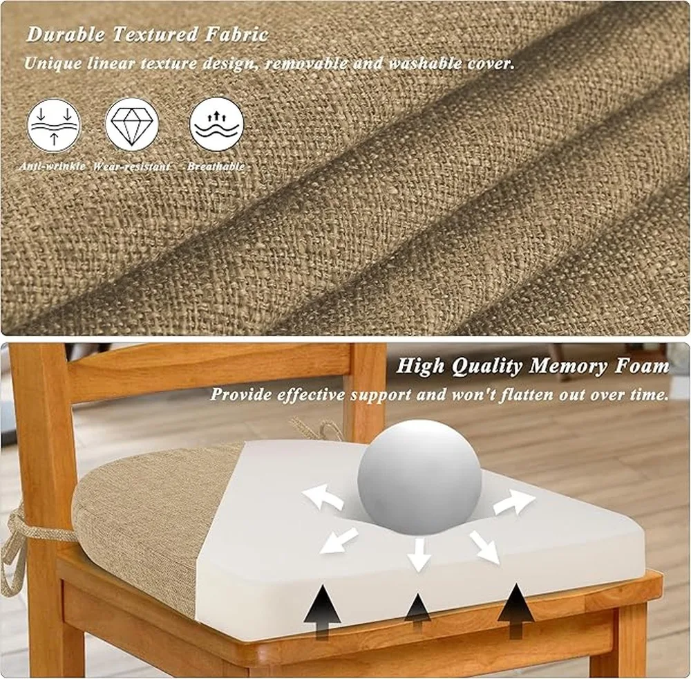 Kitchen Chair Cushions Indoor Soft Comfortable Durable Easy Wash Removable Cover High Resilience