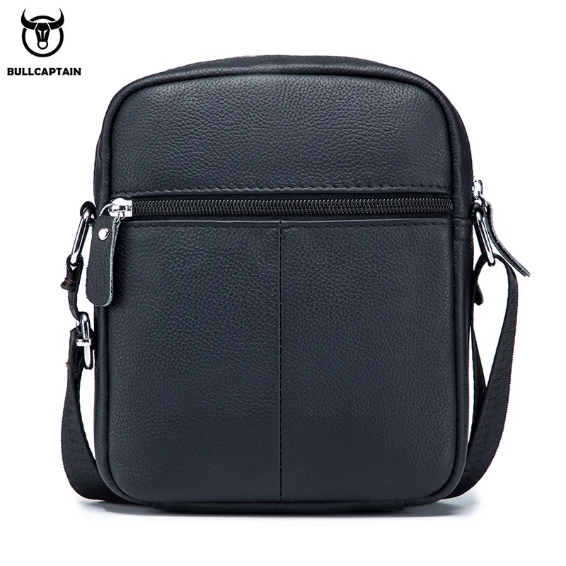 Bullcaptain-Bolso de hombro informal para hombre, bandolera de negocios de alta calidad, de cuero de vaca, Mini bolsillo de gran capacidad