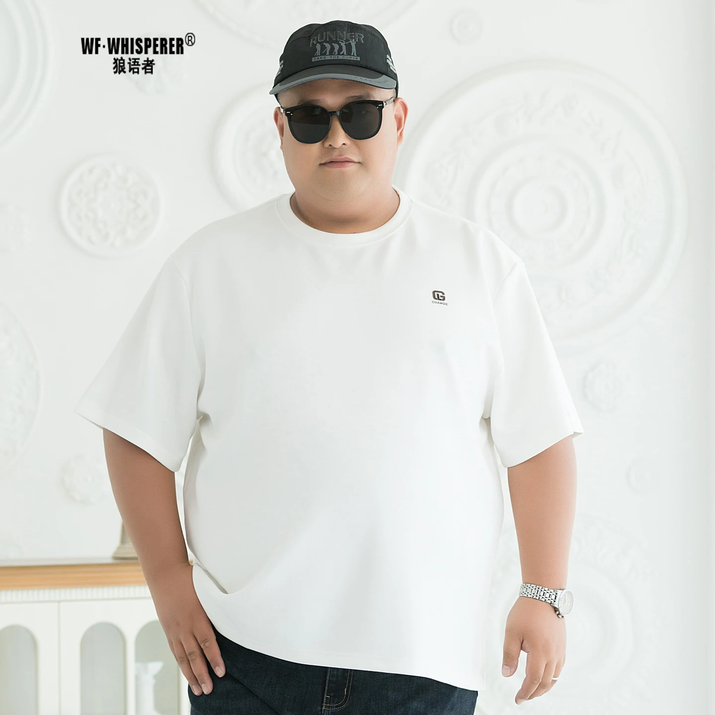 

Мужская футболка большого размера из смесового хлопка и полиэстера для бега и повседневной носки