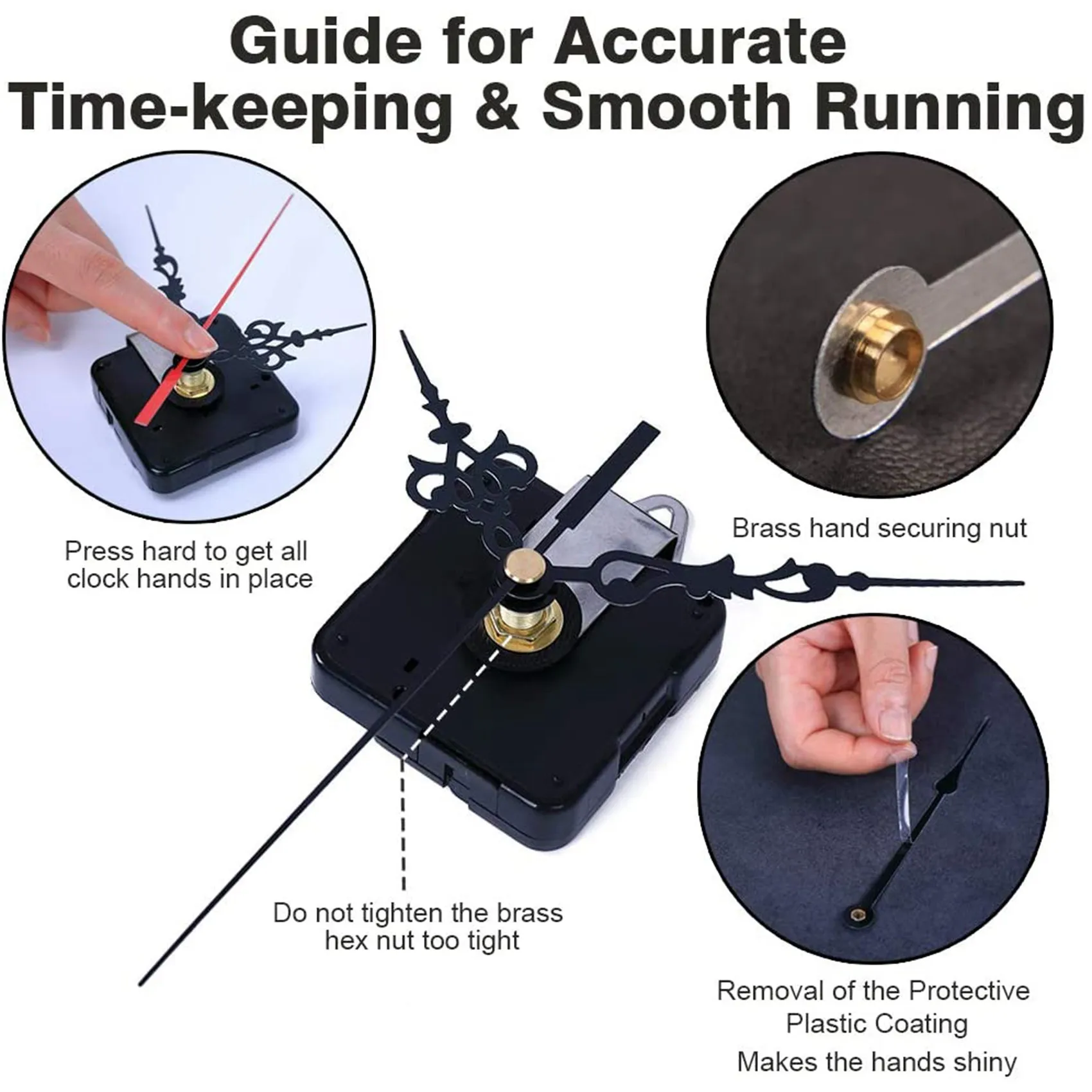 EYFL-3Pcs Long Shaft Quartz Clock Movement Mechanism with 5 Pairs Hands and Numerals Kit DIY Clock Parts Replacement 31mm