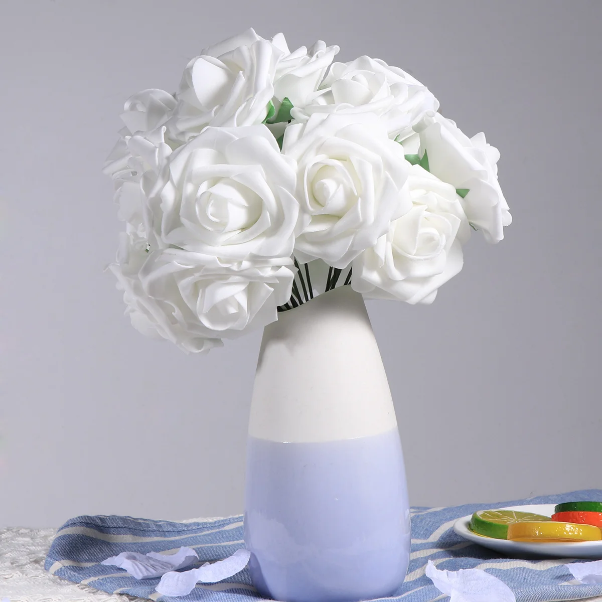 

20Pcs Artificial Rose Flowers White Vintage Bridal Wedding Party Decor Simulation Flowers Fake Wedding Flower Bouquets