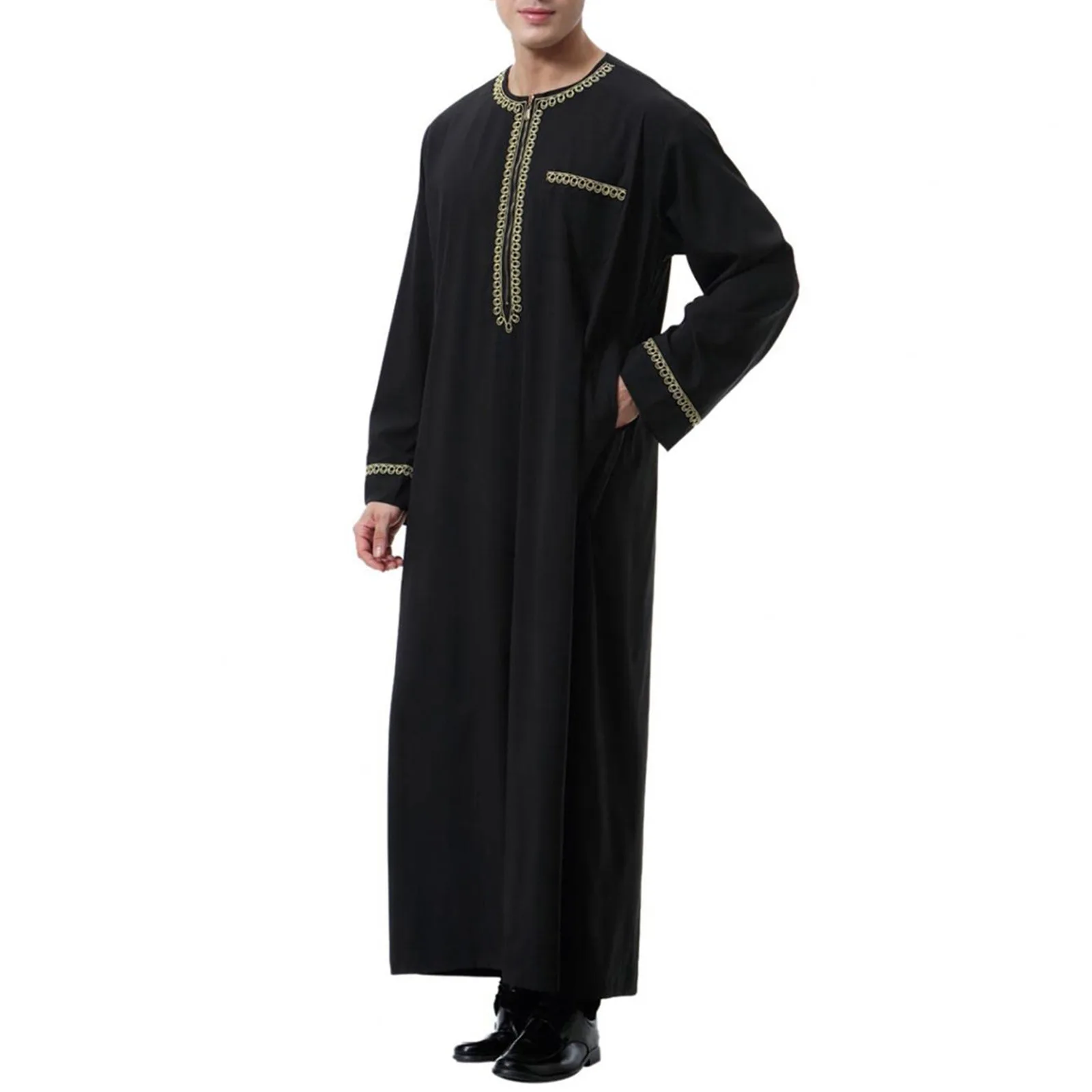 Caftano a maniche lunghe da uomo Thobe stile musulmano per uomo Abito casual Caftano per uomo Musulmano Pakistan Abbigliamento Uomo Arabo Mens Thobes