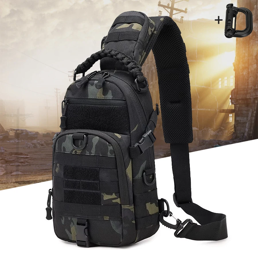 

Регулируемая нагрудная сумка для активного отдыха с быстросъемными компрессионными ремнями с обеих сторон и D-образными кольцами.