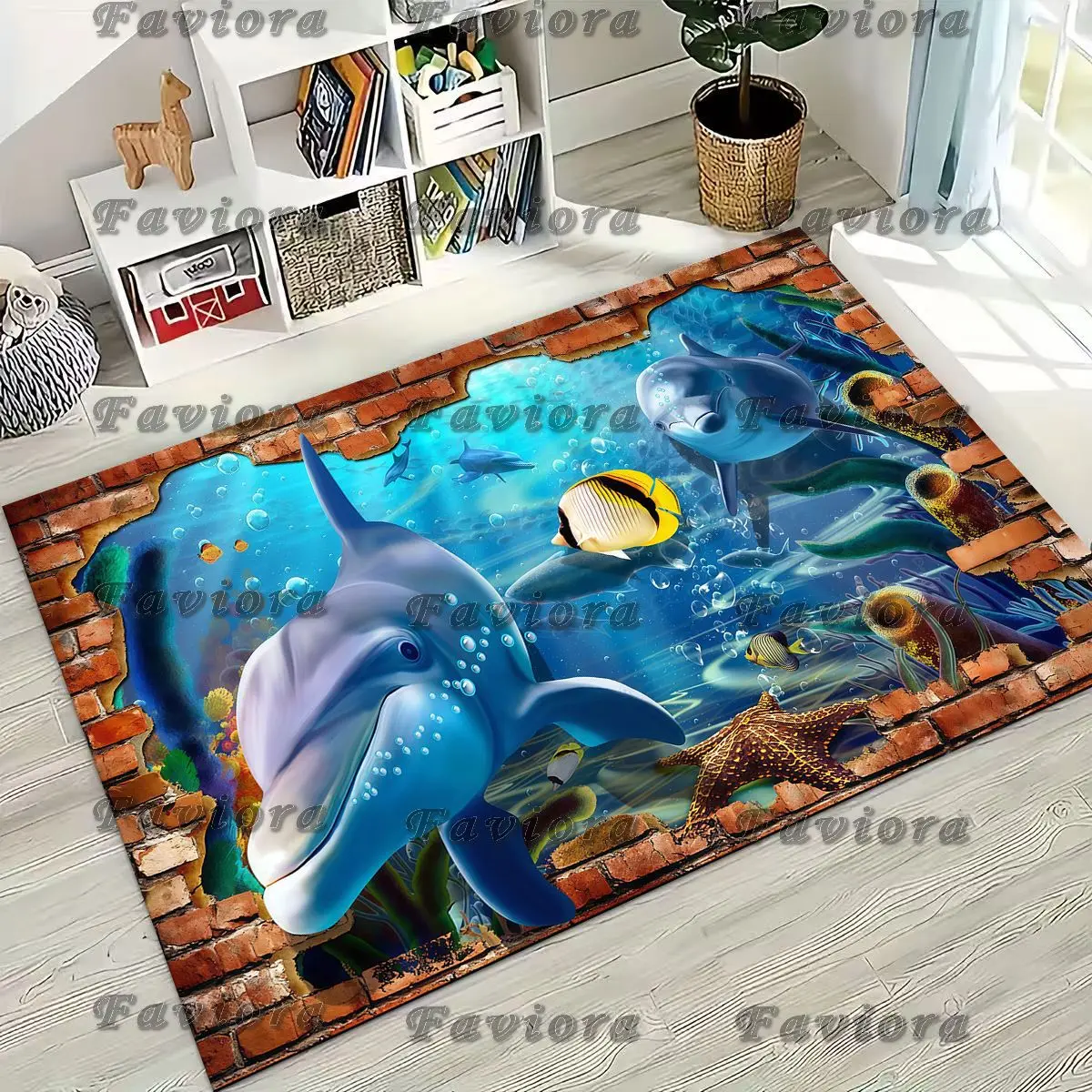 

3D Illusion Sea Underwater World Dolphin 2026 New Rug for Bedroom Living Room Sofa Home Doormat Decor, Large Non-slip Floor Mat