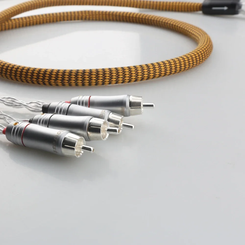 Audiocrast 4RCA Stecker Auf 4RCA Stecker RCA Splitter Silber Überzogene Audio Kabel HIFI Verbindung Kabel