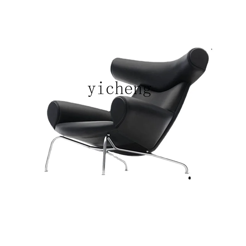 

Zc Genuine Leather Single-Seat Sofa Chair Living Room Designer Creative Reclining Leisure Chair Bull Chair