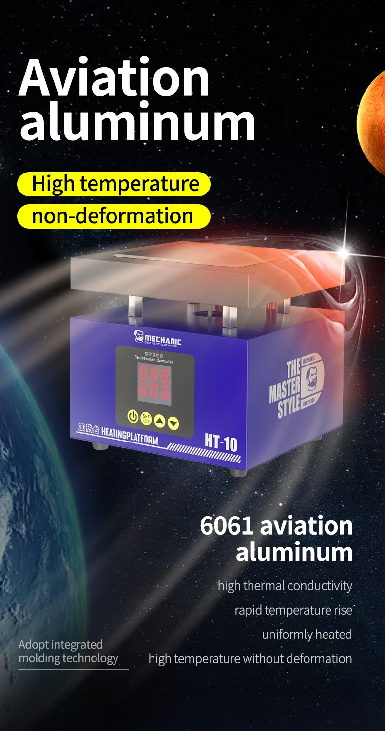 MECHANIC HT-10 200W LCD Screen Heating Platform 20-320°C Constant Temperature for Phone Frame Removal PCB Preheating Repair Tool