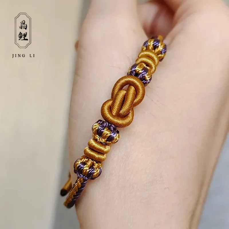 

Браслет из красной веревки ручной работы с узлом Юаньбао для мужчин и женщин, с золотыми бусинами-талисманами на удачу, украшение для ношения, сделанные своими руками