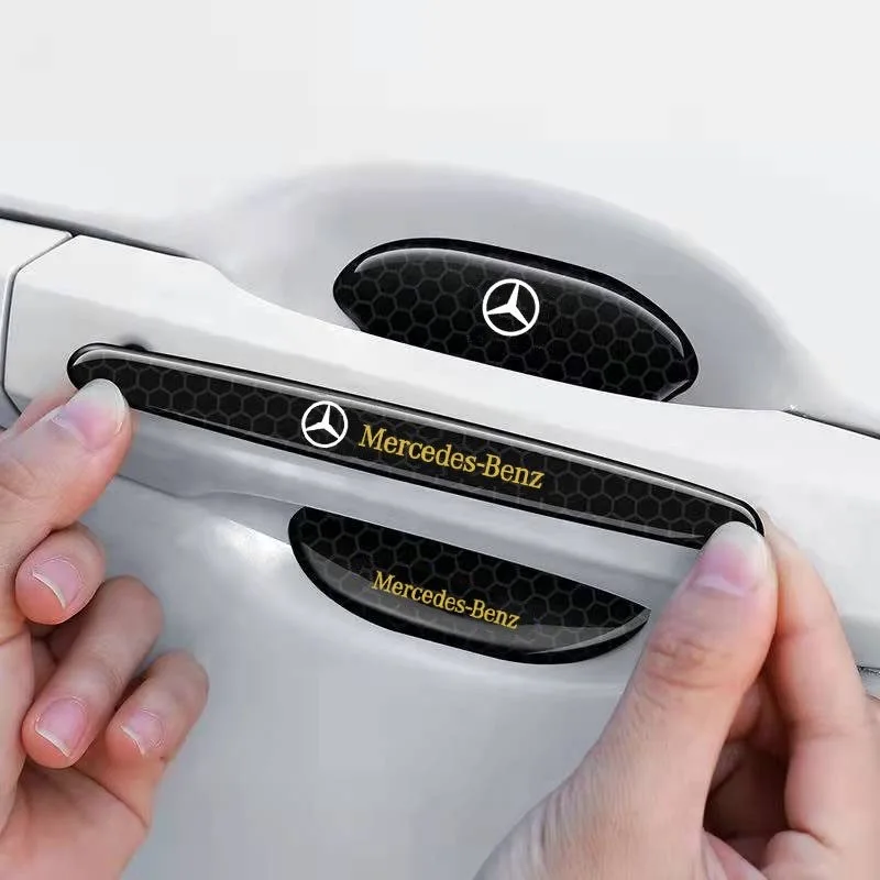 Car Door Handle Protector Bowl Anti Scratch Reflective Sticker For Mercedes Benz   A C E   CLA180 GLB200 GLC300  CLS GLA E Class