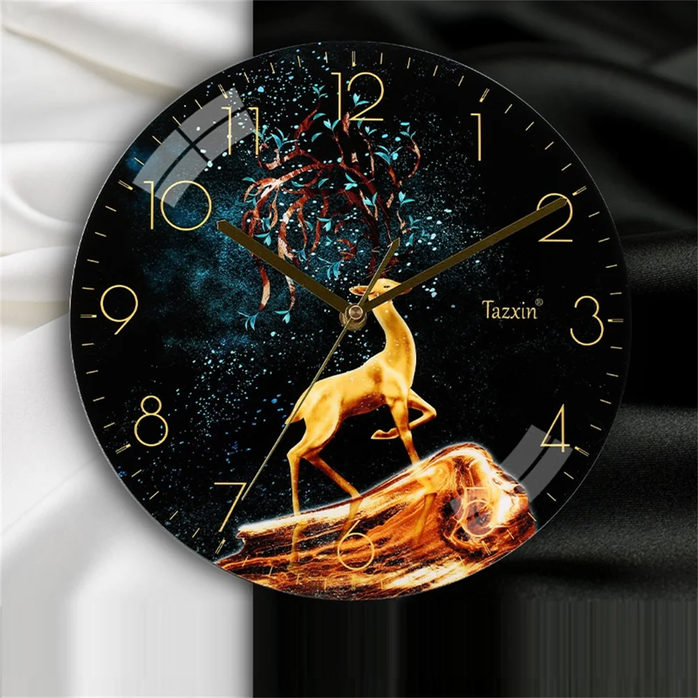 Nordic Light Luxury Wall Clock Crystal Porcelain Clock MDF Living Room Bedroom Decoration Mute Clocks Dial 30cm Round Square