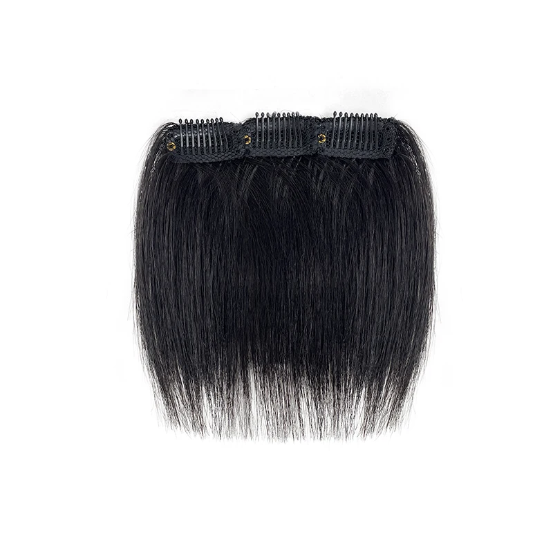 100% มนุษย์ผมผู้ชาย 10 ซม.ผม Bangs คลิปจริงผมบางสูงหน้าผาก Bangs Fringe EXTENSION สําหรับปริมาณ