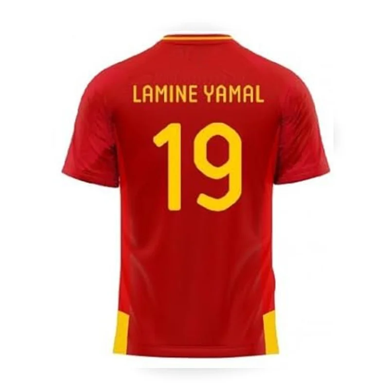 Spanish Football Beach Team T-shirt Lamine Yamal 19adyama Short Sleeved 3D Printed Breathable Quick Drying T-shirt Moto.