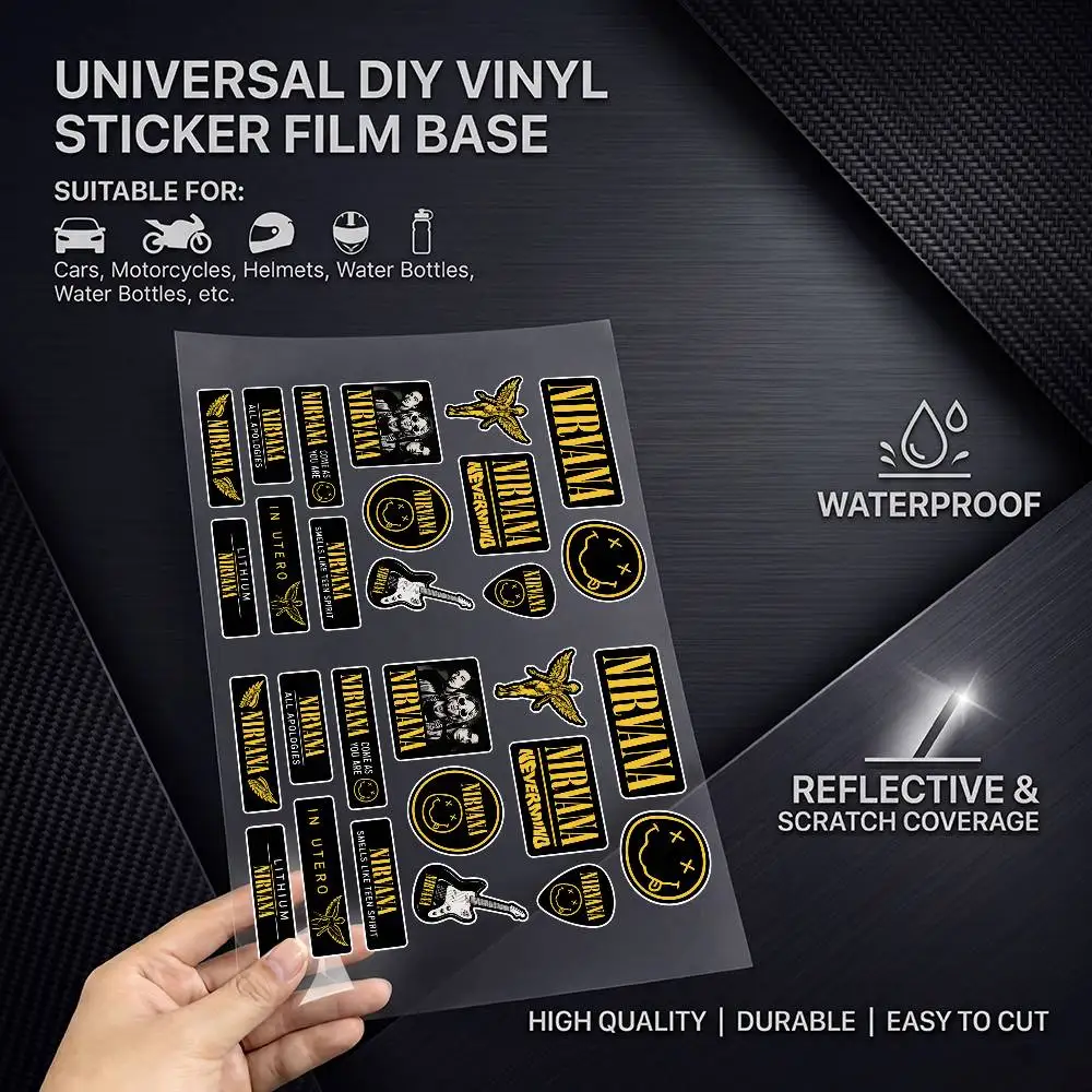 NirvA-nA- Waterproof Vinyl Long Lasting Waterproof Reflective Sticker Scratch Conceal Fit Motorcycle Car Helmet Fridge Decals