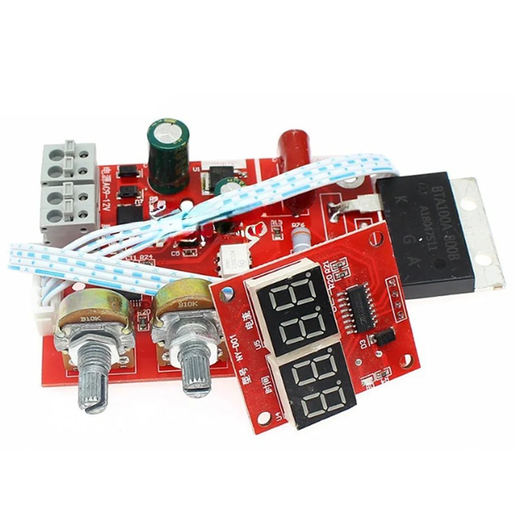 NY-D01 Digital Control Board for Spot Welding Systems Adjustable Time Current Settings AC 9-12V 3W 50/60Hz Red Circuit Board