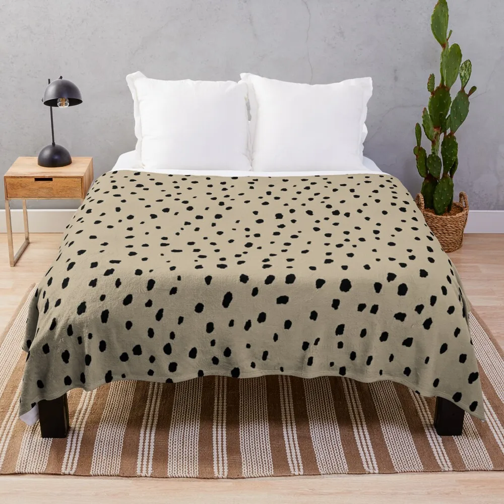 

Speckle Polka Dot Dalmatian Pattern (black/tan) Throw Blanket Luxury Designer manga Softest Blankets