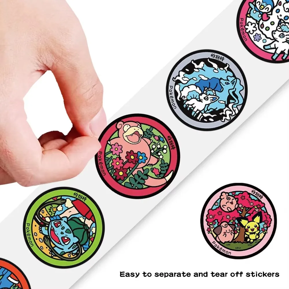 500 Stück/Rolle Pokemon Cartoon Runde Karten-Siegelaufkleber DIY PVC Laptop-Aufkleber Dekoration Belohnung Geschenk Spielzeug – Detail 5