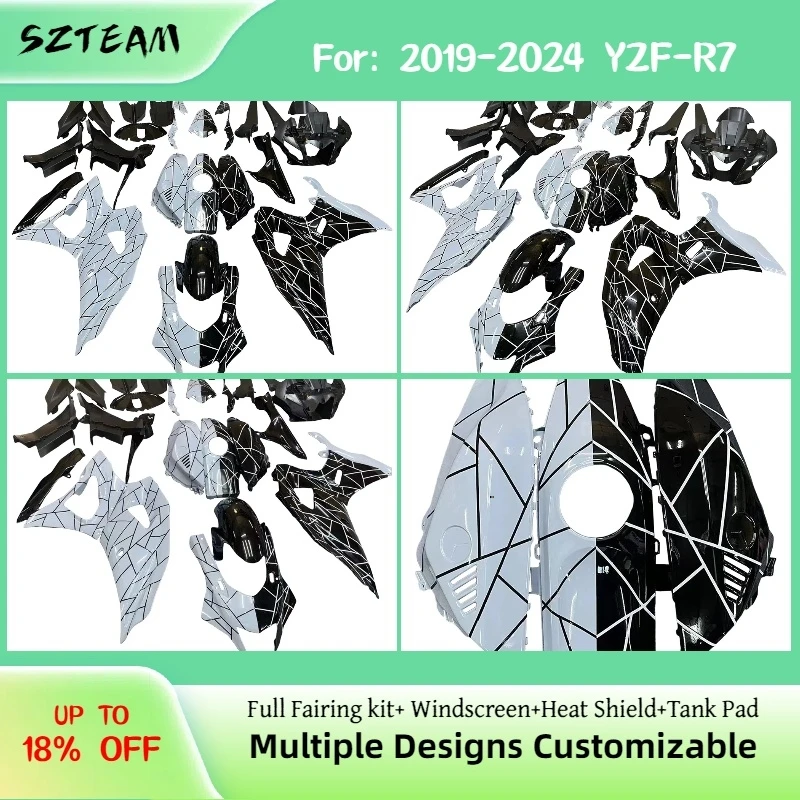 Motorcycle Full Fairing Kit YZF R7 2019-2024 ABS Fairings Panel Set Bodywork for YZMAHA YZFR7 19-24