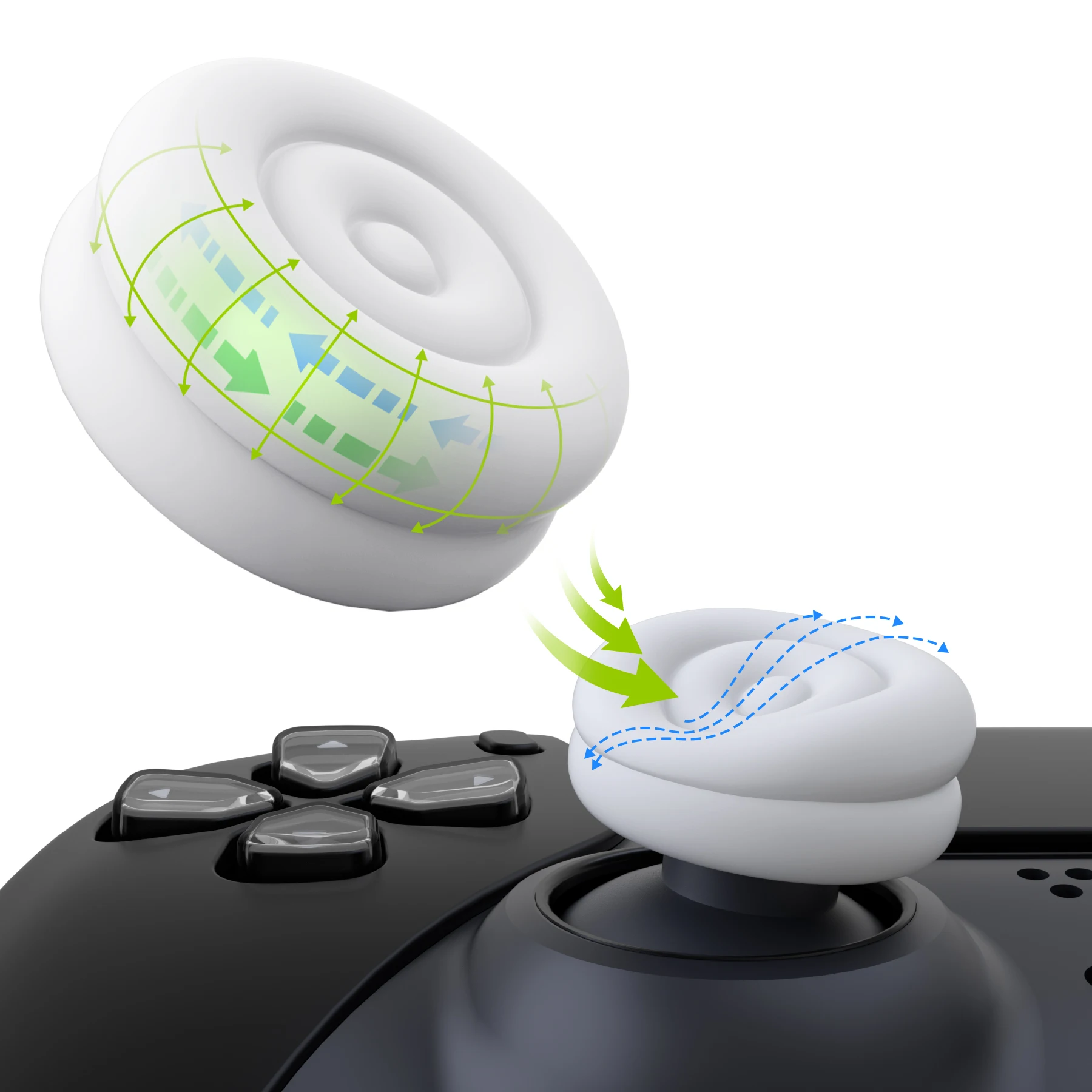 PlayVital White Cushion Caps Thumb Grips for ps5/4, for Xbox Series X/S, for Xbox One, Elite Series 2, for Switch Pro Controller