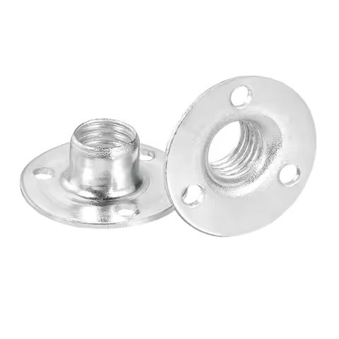12/24Pcs M6 M8 M10 Brad Hole Tee Nut Carbon Steel Round Base Screw-in T-Nuts Furniture Hardware Flange Female Thread Insert Nuts