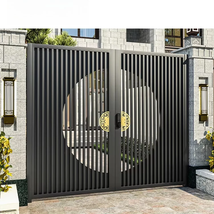 Modern Outdoor Villa Aluminum Swing Gate Eco Friendly Automatic Electric Gate Smart Lock Safety Anti Theft Courtyard Door