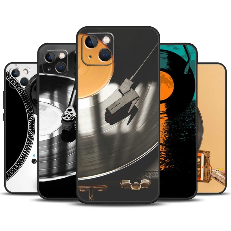 Vinyl Record Music Phone Case For iPhone 11 12 13 14 16 15 Pro Max Mini 7 8 Plus X XR XS Max Bumper Cases Cover