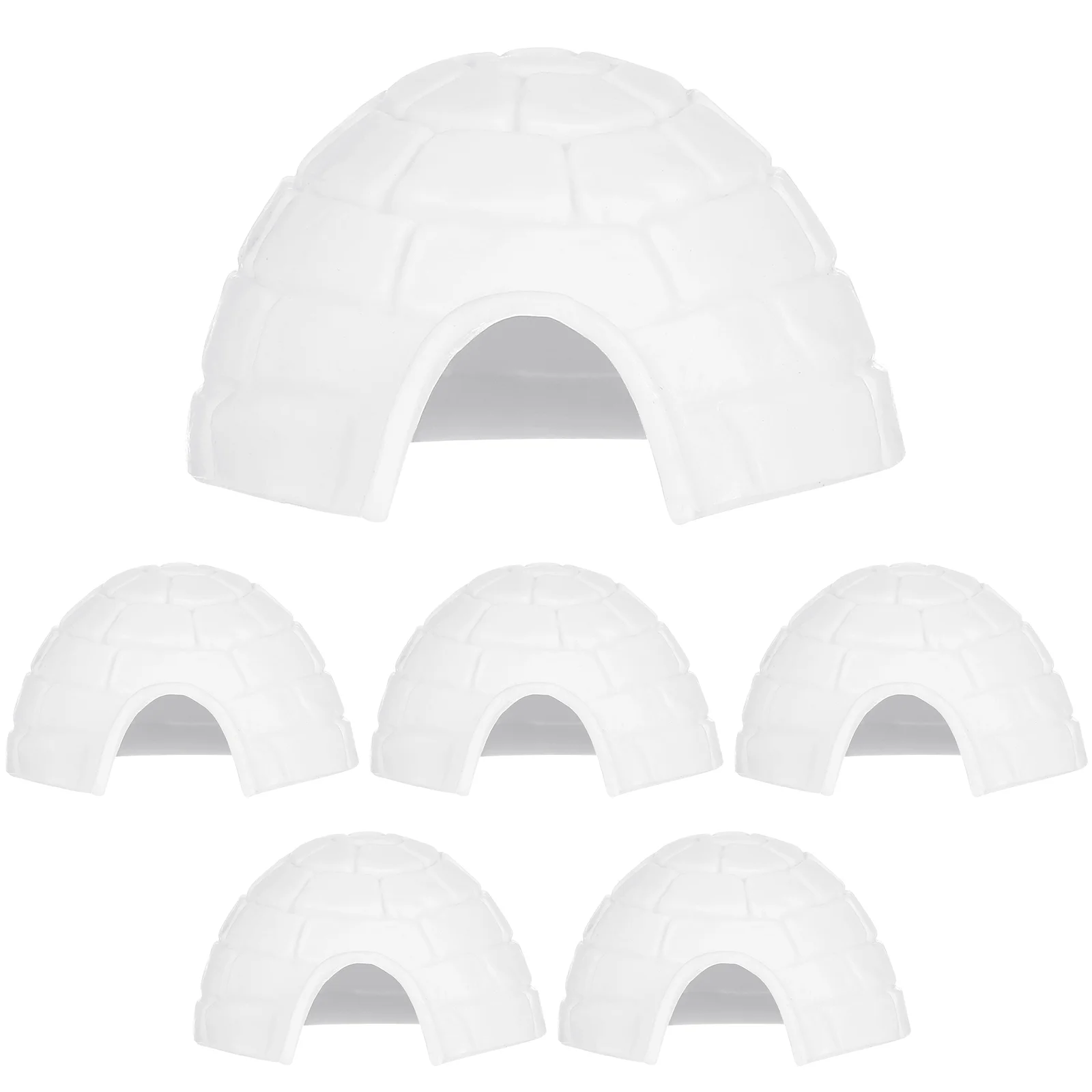 Modelo de juguetes educativos, figuras de animales, decoraciones, nament blanco, Mini casa de hielo para niños pequeños, artesanía, plástico creativo, 6 uds.