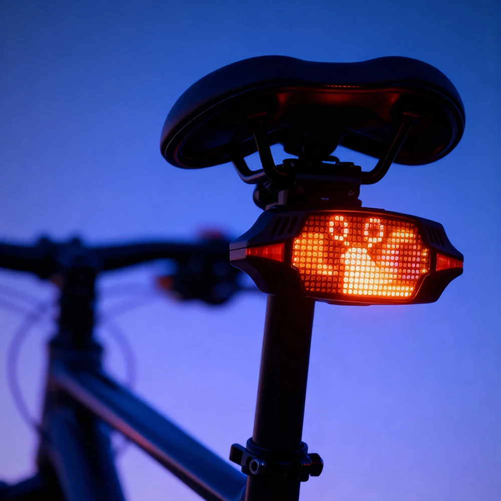 DIY Programmable LED Bike Tail Light with Wireless Remote, 30x16 Pixel Matrix Custom Display, Safety Rear Lamp for Cycling, B2