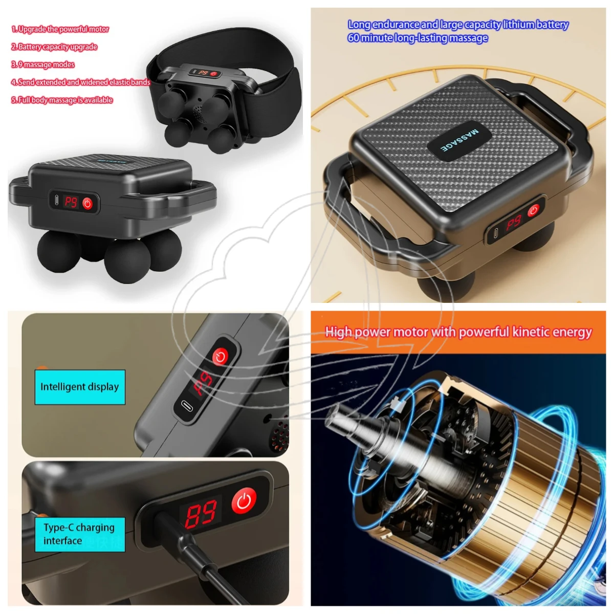 Multifunctional Massage Gun, high speed vibration design. Great for soothing tight muscles and easing body discomfort
