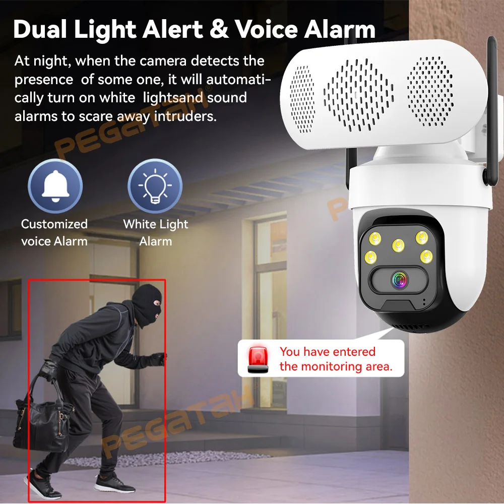 8MP 2.4G WiFi IP Camera with Music Player Outdoor 4MP Color Night Vision Human Auto Tracking Security Cameras Bluetooth Speaker