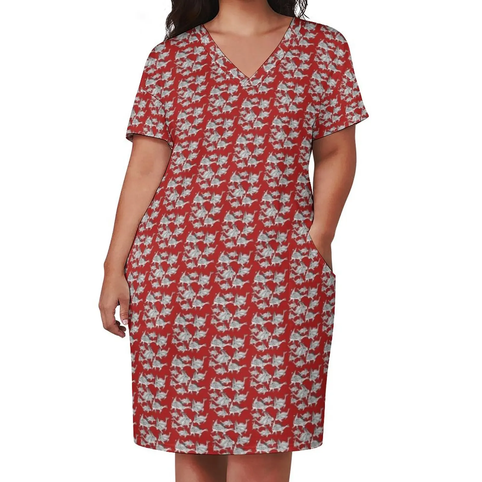 Group of Spotted Handfish Loose Pocket Dress summer women's dress 2025 summer dresses